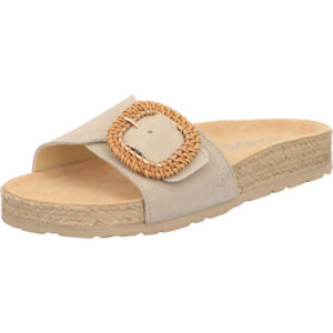 Rohde Sandalette Damen beige mit goldener Schnalle und beigener Sohle