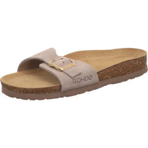 Rohde Sandlalette Damen rosa mit goldener Schnalle und brauner Sohle