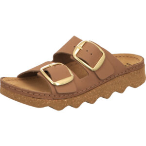 Rohde Sandalette Damen bruan mit goldenen Schnallen und brauner Sohle