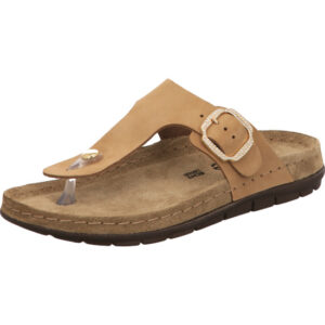 Rohde Sandalette Damen natur mit goldener Schnalle und brauner Sohle