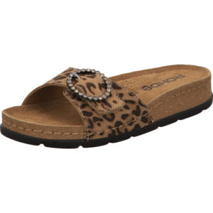Rohde Sandalette Leoprint mit Glitzerschnalle und brauner Sohle
