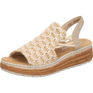 Rieker Damen Damen Sandalen beige silber kombi mit brauner Sohle