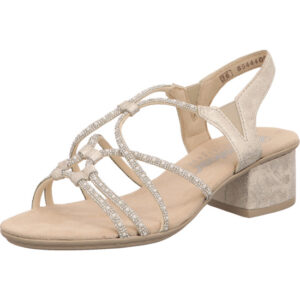 Rieker Damen Sandalette beige golg mit Absatz