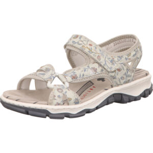 Rieker Damen Sandalen schwarz kombi mit heller Sohle