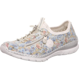 Rieker Damen Halbschuh Damen blau multi kombi mit weißer Sohle