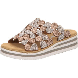 Rieker Damen Pantolette braun kombi mit weißer Sohle