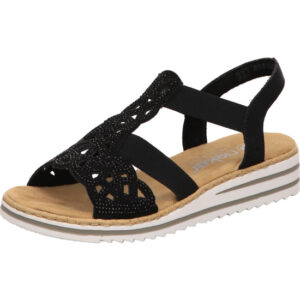 Rieker Damen Sandaletten schwarz mit heller Sohle