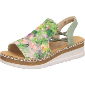 Rieker Damen Sandalette grün multi komni mit heller Sohle