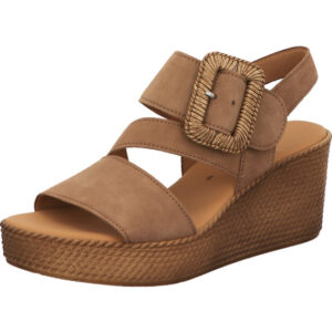 Gabor Damen Sandalette braun mit Schnalle und brauner Sohle