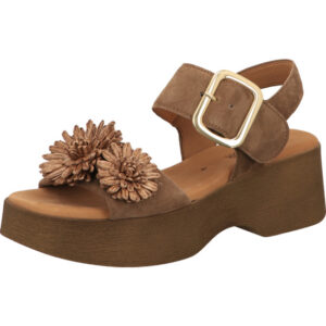 Gabor Damen Sandalette braun mit Schnalle und brauner Sohle