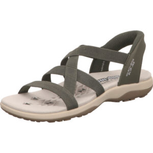 skechers dame sandalen oliv schlupfschuh reggae slim