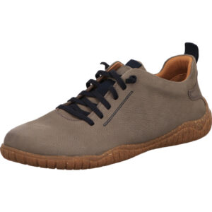 Josef Seibel Wallace 04 Slipper asphalt  mit blauer Schnürrung Sohle Braun