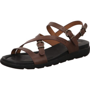 Tamaris Damen Sandaletten dunkelblau mit Schnallen und schwarzem Fußbett mit schwarzer Sohle