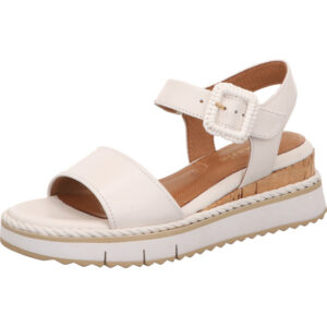 Tamaris Damen Sandalette weiß mit weißer Schnalle und hellem Fußbett mit weißer Sohle