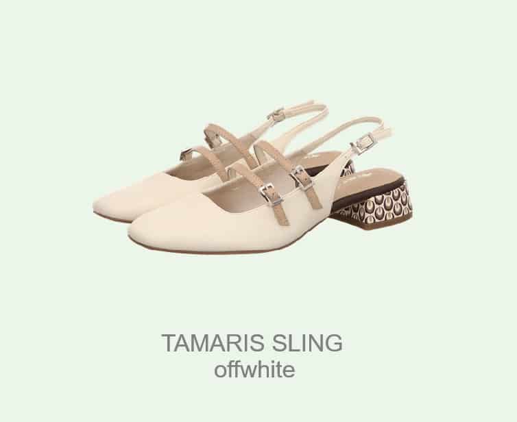 Tamaris Damen Sliong beige mit kariertem Absatz und hinten offen