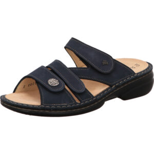 Finn Comfort Hausschuh Damen marine mit schwarzer Sohle
