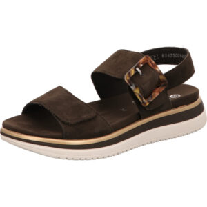 Remonte Damen Sandalette braun mit goldener Schnalle und brauner Sohle
