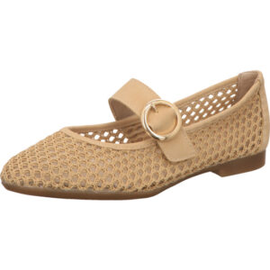 Remonte Damenschuh Ballerina mit Schnalle natur mit brauner Sohle