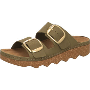 Rohde Sandalette Damen hallbraun beige mit goldenen Schnallen und brauner Sohle