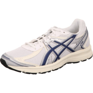 asics herren laufschuhe JOG 100S weiss mit silber Asics Streifen kombi