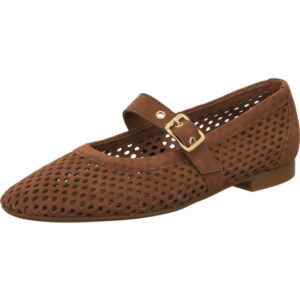 Paul Green Damen Ballerina braun mit goldener Schnalle und brauner Sohle