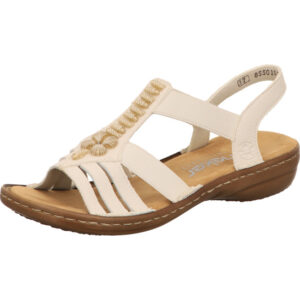 Rieker Damen Sandalen weiß kombi mit brauner Sohle