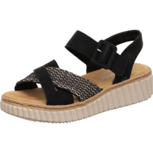 Rieker Damen Sandaletten schwarz kombi mit heller Sohle