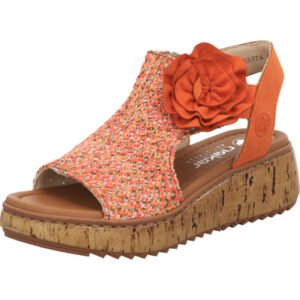 Rieker Damen Sandalette orange mit Korksohle