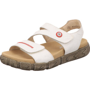 Rieker Damen Sandalette weiß mit brauner Sohle