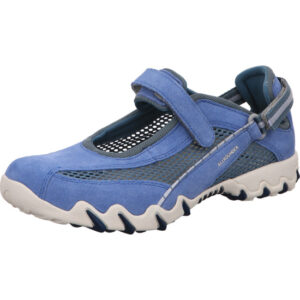 Allrounder Damen Halbschuh blau kombi mit Klett und weißer Sohle