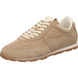 Verbenas Damen Halbschuh beige kombi mit weißer Schnürung und weiß brauner Sohle