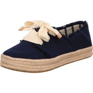Toms Espadrilles Damen navy mit weißer Schnürung und heller Sohle