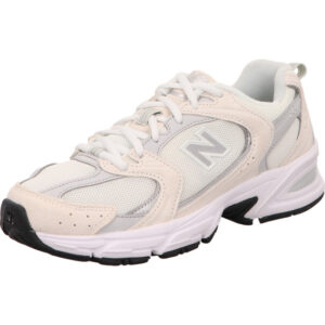 new balance beige mit grau und weiß sneaker schnürer und heller Sohle