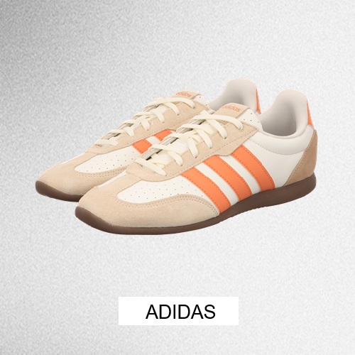 White gray smooth grainy gradient background website header backdrop noise texture effect copy space Adidas Herrensneaker beige mit orangestreifen und beige Nubukkappe und ferse und gum oshle mit button Adidas