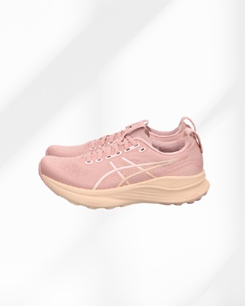 Asics-Damen-Lauschuh-Farbe-pink-mit-seitlich-Asics-Streifen-und-beigefarbener-Sohle