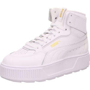 Puma Karmen L hoher Damen Sneaker mit plateau weiß mit weißem Puma Streifen und weißer Sohle