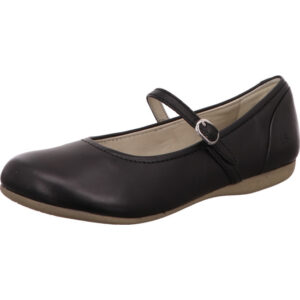 Josef Seibel Ballerina schwarz mit Riemen und silber Schnale und brauner Sohle