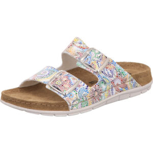 Rohde Sandalette Damen weiß bunt metallic mit weißer Sohle