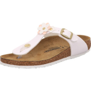 birkenstock gizeh flower kids zehentrenner weiss blümchen verzierung