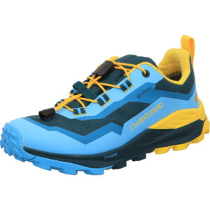 lowa fauli jungen gtx lo jr trekkingschuhe speedschnürer blau mit gelb und schwarz auf schuh und in der Sohle mit Fauli Logo