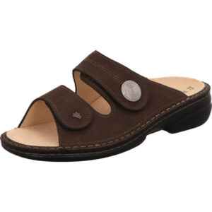Finn Comfort Damen Pantolette espresso mit hellem Fußbett und schwarzer Sohle