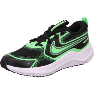 nike kinder sportschuhe cosmic runner GS black cool grey illusion schwarz mit grün und grünem Nike Logo schnürer