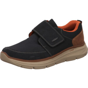Rieker Herren Slipper mit Klett dunkelblau mit heller Sohle