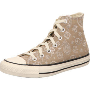 converse damen sneaker ctas hi beige mit vintagemotiven seitich converse stern und heer Sohle kombi