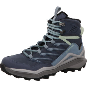Lowa MADDOX PRO GTX MID Wanderschuhe hoch für Damen rauchblau/blau mit gelb und hellblau und grau zum Schnüren