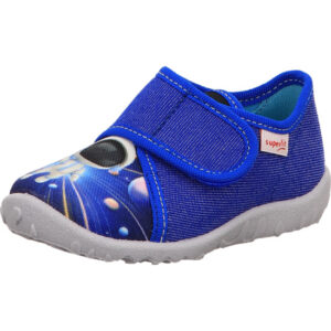 superfit kinder hausschuhe blau astronaut spotty