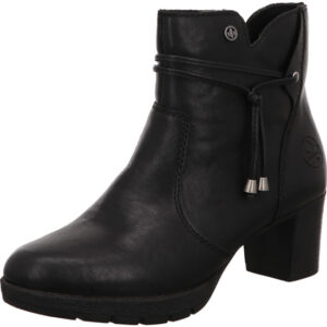 Rieker Damen Stiefelette elegant schwarz mit schwarzem Absatz