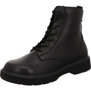 Waldläufer Damen Stiefel Mehrweite schwarz Schnürer mit schwarzer Sohle