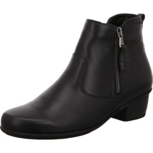 Waldläufer Damen Stiefelette Mehrweite schwarz mit Reißverschluss und schwarzer Sohle