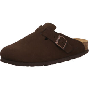 Rohde Damen Clogs mocca mit goldener Schnalle und schwarzer Sohle